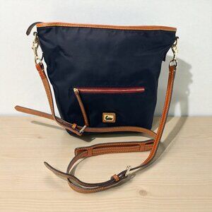 Dooney & Bourke Navy Nylon Crossbody Bag With Leather Trim & Adjustable Strap